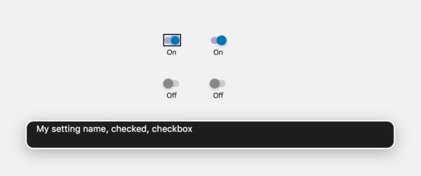 My setting name, checked, checkbox