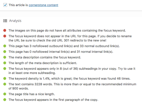 yoast seo 4.8 cornerstone analysis