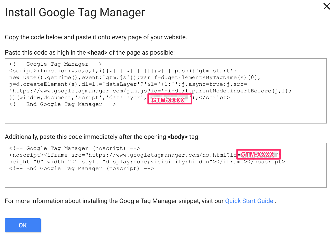 install Google Tag manager on your site