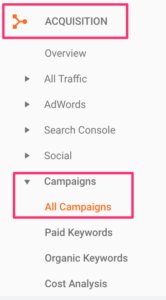 campaigns report in Google Analytics