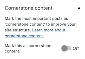 cornerstone content in gutenberg