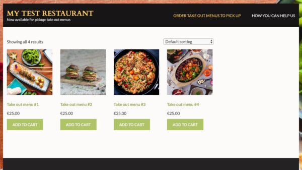 A restaurants menu on display in their webshop