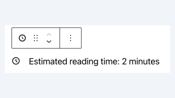 an example of the estimated reading time block showing a reading time of two minutes