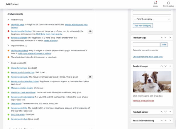 screenshot of woocommerce seo 14.4 analysis