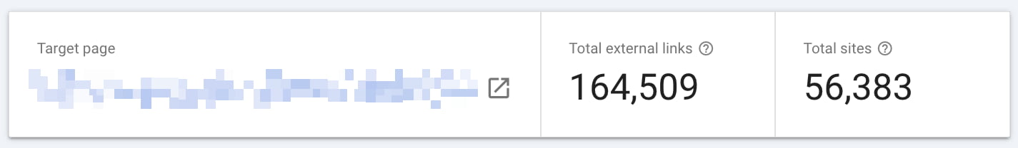 per page information on external links in google search console