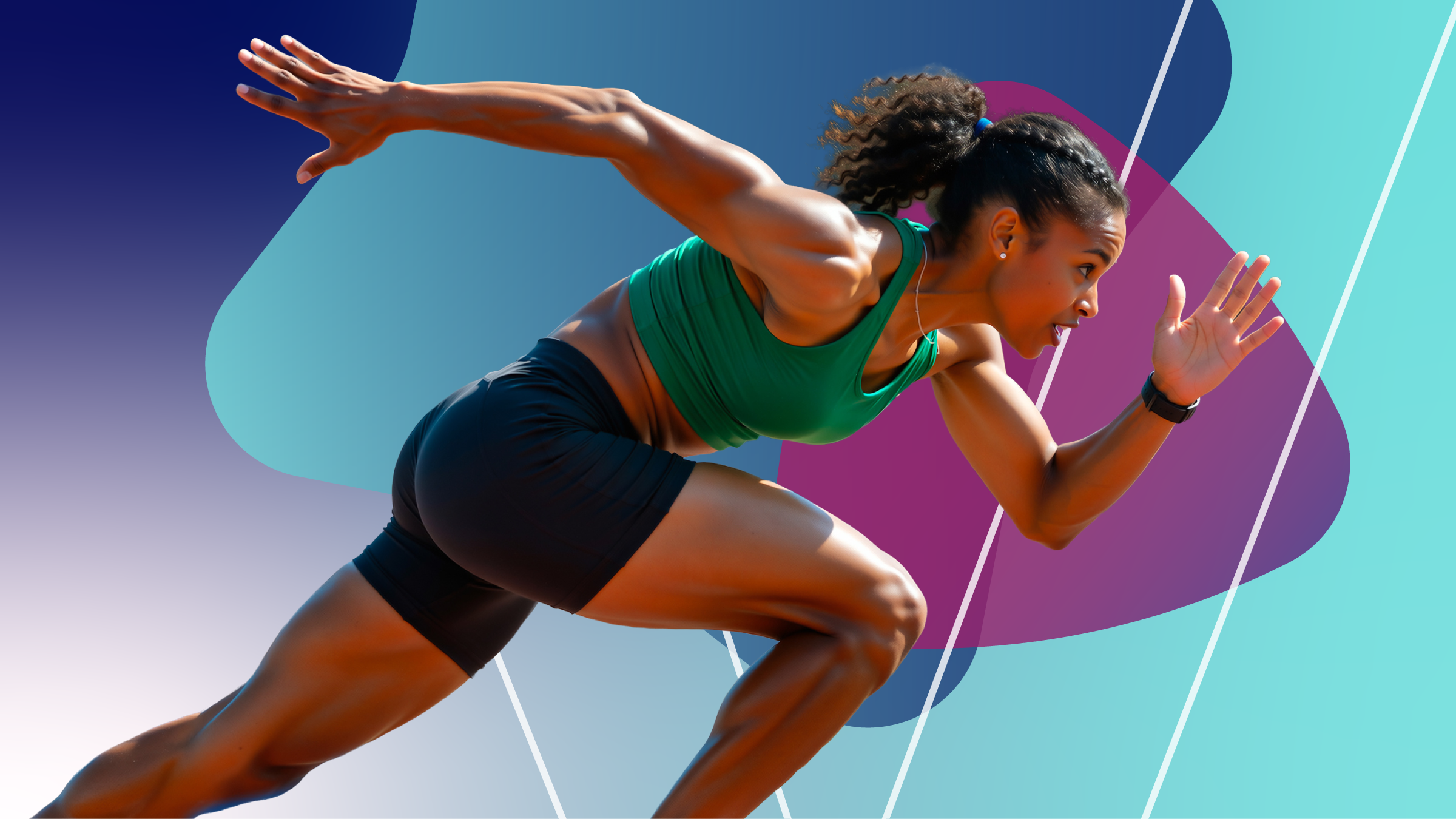 An image showing a female runner  starting her race