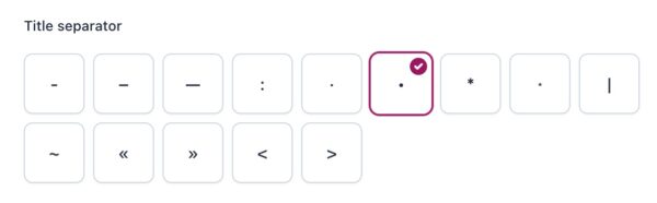 Screenshot of the title separator setting in the Site basics settings of Yoast SEO. 