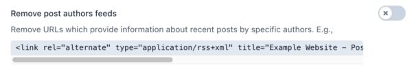 screenshot of the "Remove post authors feeds" toggle in the crawl optimization settings in Yoast SEO