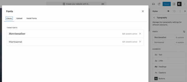screenshot of Font Library in WordPress 6.5