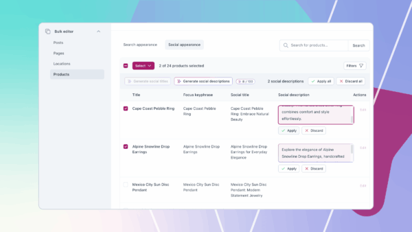 New in the Yoast SEO Bulk Editor: filters, focus keyphrases, and AI drafts